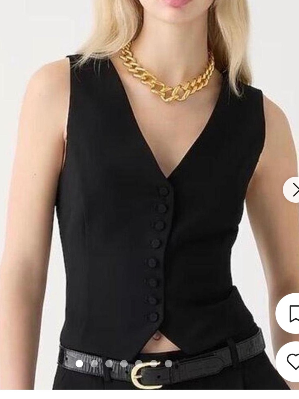 J. Crew Black Tailored Button Front Suit Vest 8 Office Career Work Professional